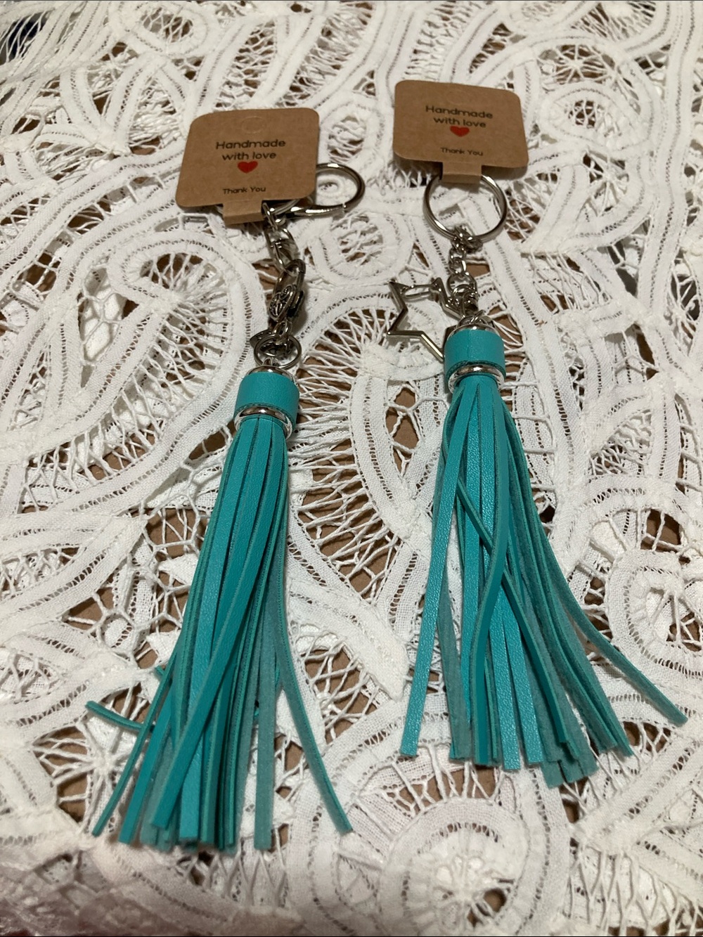 Handmade Teal Tassel Keychain - Unbranded
